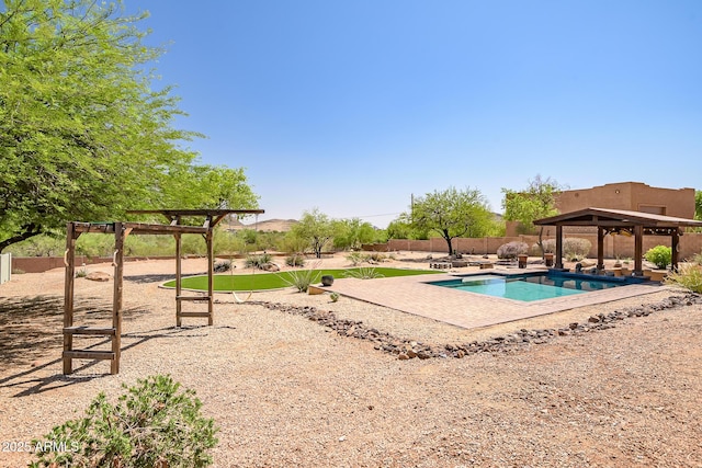 1925 W Tanya Trl, Phoenix, AZ 85086 - view of swimming pool with a gazebo, a fenced backyard, and a patio