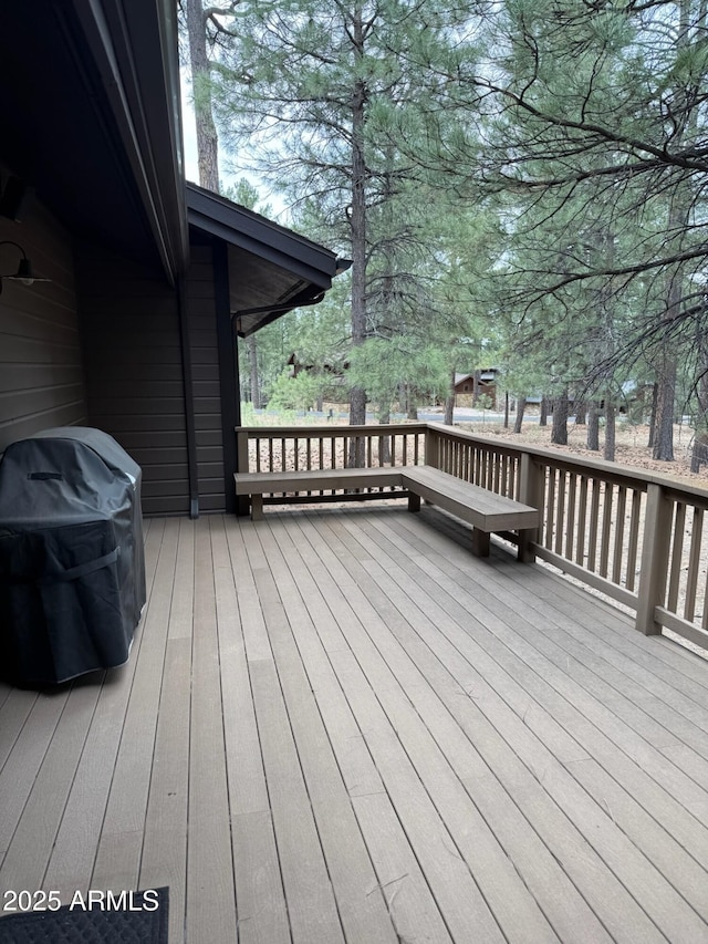 deck with a grill