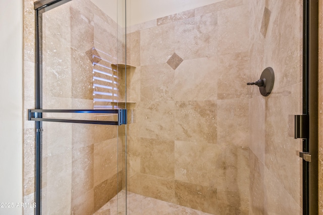 details featuring a shower with door