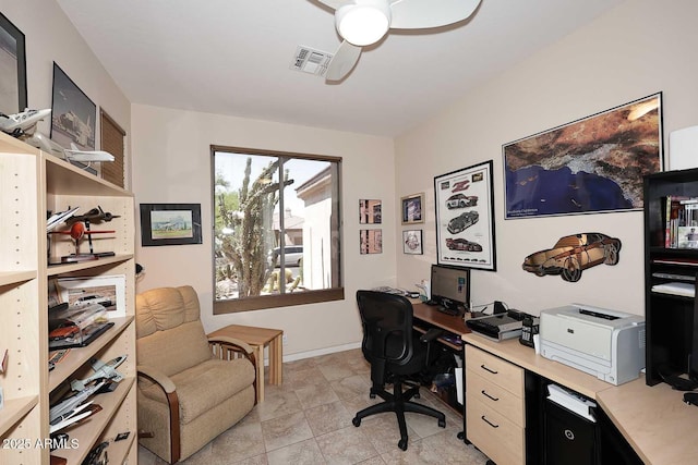 6966 E Bramble Berry Ln, Scottsdale, AZ 85266 - office area with a ceiling fan and baseboards