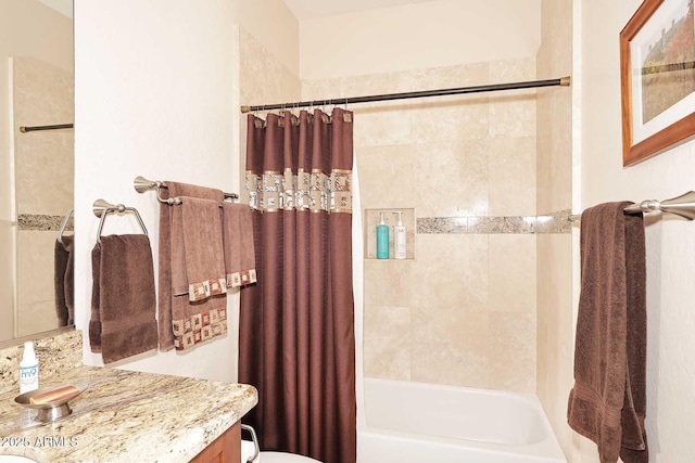 6966 E Bramble Berry Ln, Scottsdale, AZ 85266 - full bath with vanity, shower / bath combo, and toilet