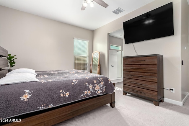 bedroom featuring carpet flooring and ceiling fan