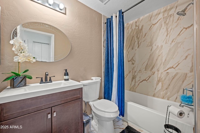 11383 W Pima St, Avondale, AZ 85323 - bathroom featuring a textured wall, vanity, and shower / bath combo