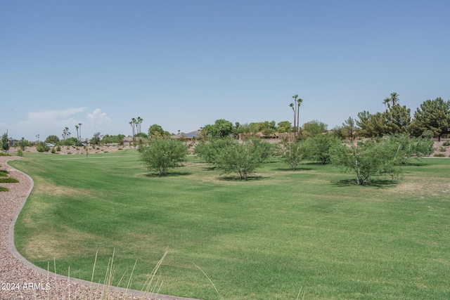 view of property's community featuring a lawn