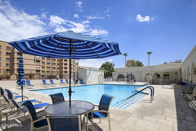 view of pool with a patio area