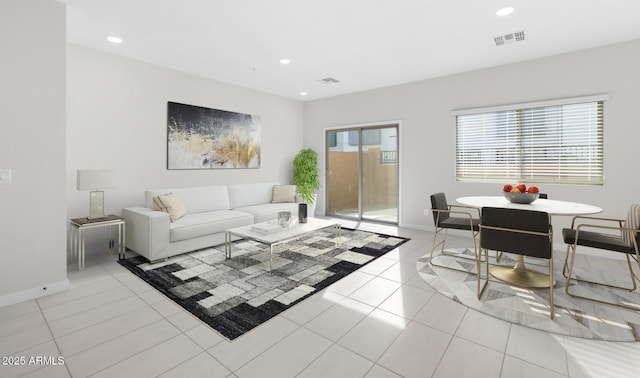 view of tiled living room