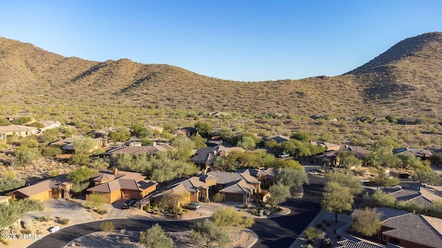 property view of mountains with a residential view