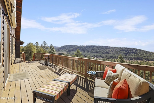 deck with a mountain view