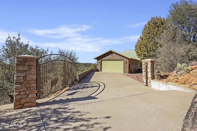 exterior space featuring a garage