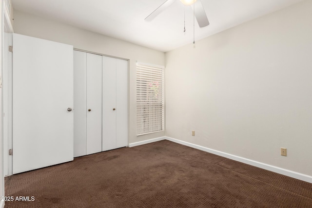 5208 S Deborah Dr, Tempe, AZ 85283 - unfurnished bedroom with carpet, a closet, baseboards, and ceiling fan