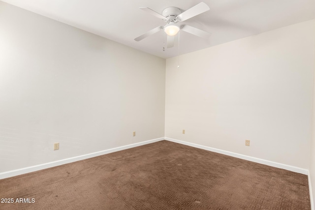 5208 S Deborah Dr, Tempe, AZ 85283 - unfurnished room featuring ceiling fan, baseboards, and dark carpet