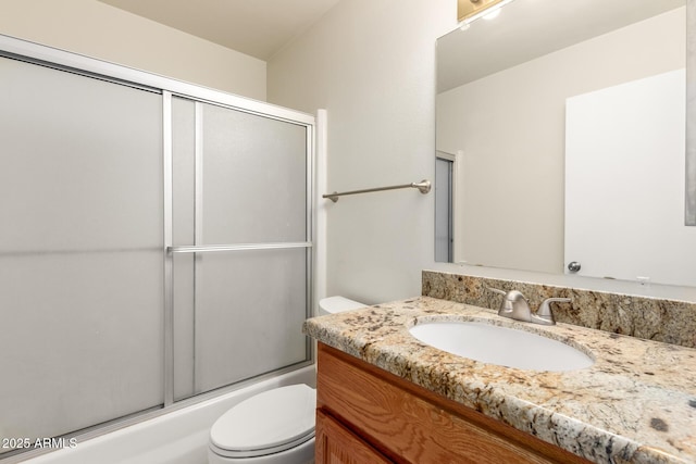 5208 S Deborah Dr, Tempe, AZ 85283 - full bathroom with toilet, vanity, and shower / bath combination with glass door