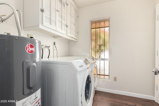 5208 S Deborah Dr, Tempe, AZ 85283 - laundry room with cabinet space, water heater, a wealth of natural light, and washer and clothes dryer
