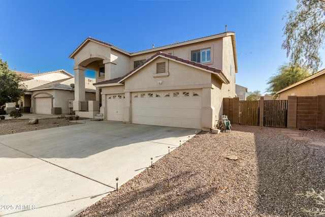 view of front of house with a garage