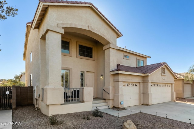 view of front of property with a garage