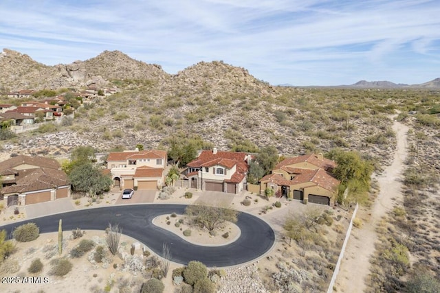 aerial view with a mountain view