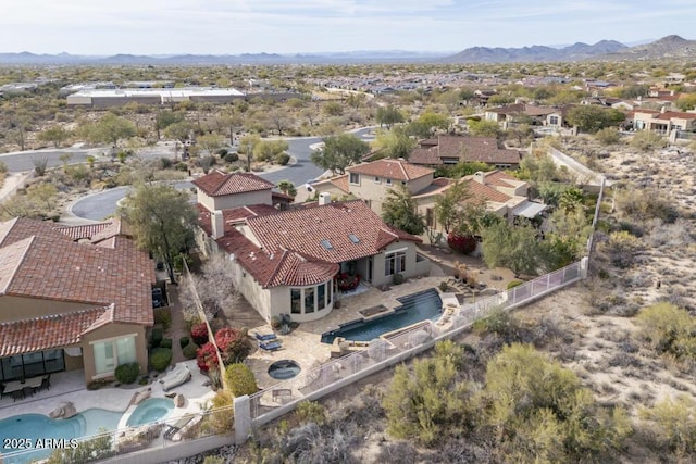 bird's eye view featuring a mountain view