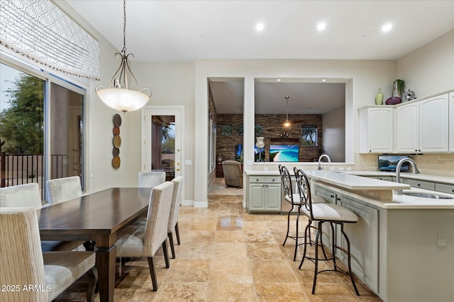 dining area with sink