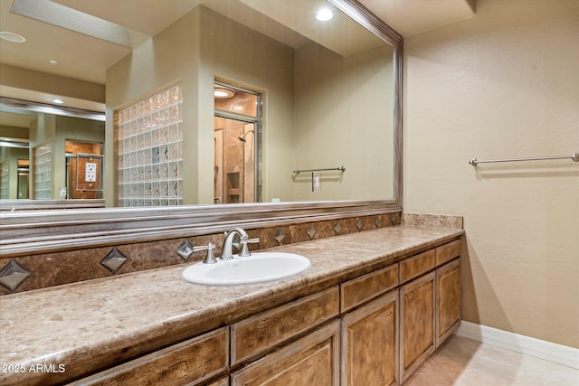 bathroom featuring vanity and tile patterned floors