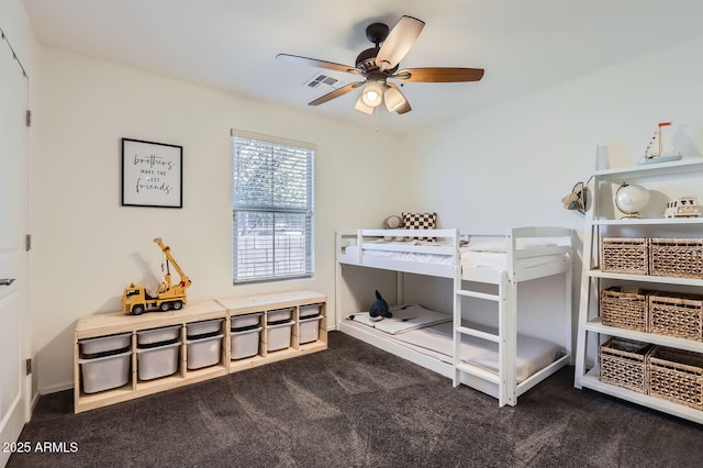 128 E Bluejay Dr, Chandler, AZ 85286 - bedroom featuring dark carpet, ceiling fan, and baseboards