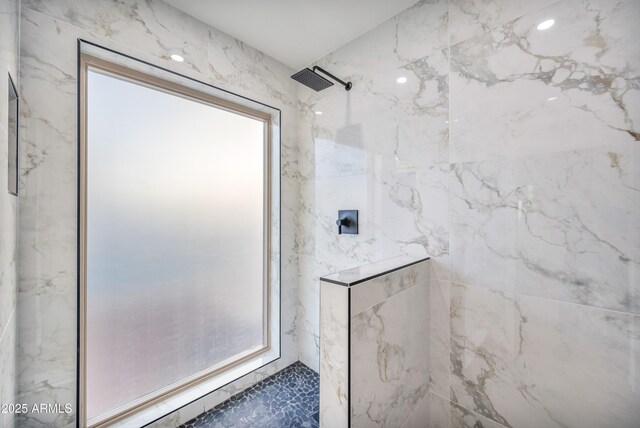 6739 E Thunderbird Rd, Scottsdale, AZ 85254 - full bathroom featuring a marble finish shower and marble finish floor