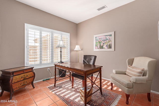 office space featuring light tile patterned flooring