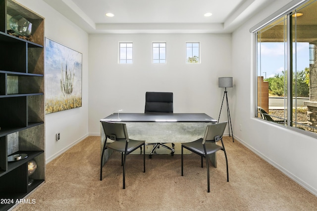 7180 W Tombstone Trl, Peoria, AZ 85383 - office space featuring carpet flooring, a raised ceiling, recessed lighting, and baseboards