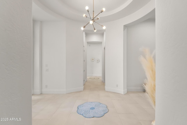 7775 E Fledgling Dr, Scottsdale, AZ 85255 - unfurnished dining area featuring a chandelier and tile patterned flooring