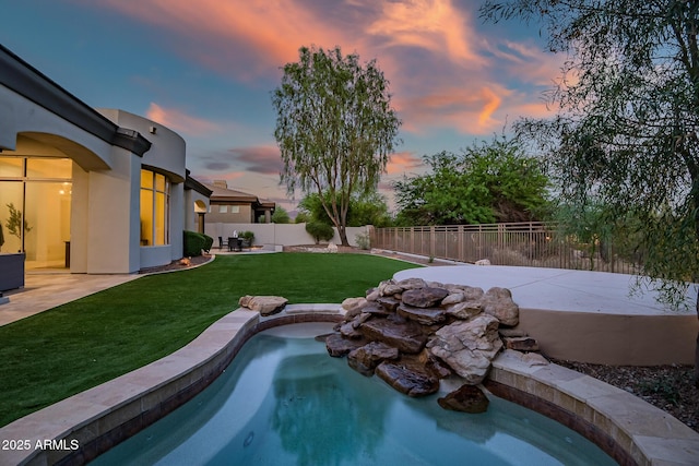7775 E Fledgling Dr, Scottsdale, AZ 85255 - view of swimming pool with a fenced backyard and a patio area