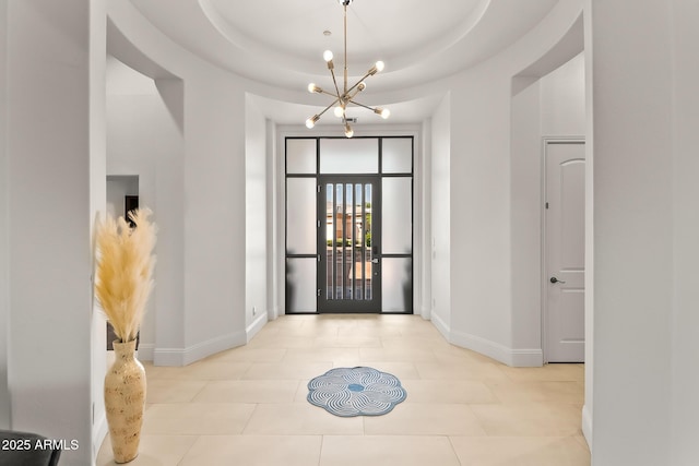 7775 E Fledgling Dr, Scottsdale, AZ 85255 - tiled entrance foyer with a chandelier and baseboards