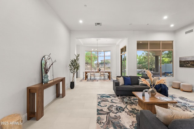 7775 E Fledgling Dr, Scottsdale, AZ 85255 - living area featuring recessed lighting and a chandelier