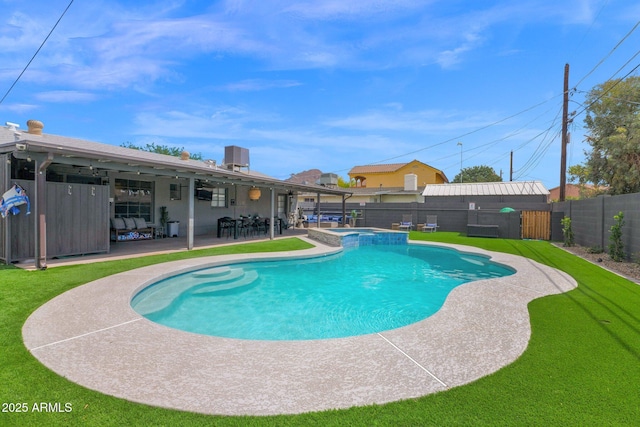 4137 E Sells Dr, Phoenix, AZ 85018 - view of swimming pool featuring a patio and a pool with connected hot tub