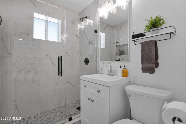 4137 E Sells Dr, Phoenix, AZ 85018 - full bath featuring toilet, a marble finish shower, and vanity