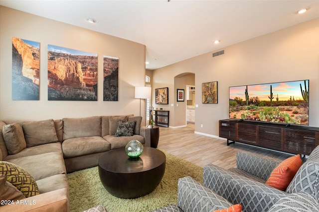 living room with wood-type flooring