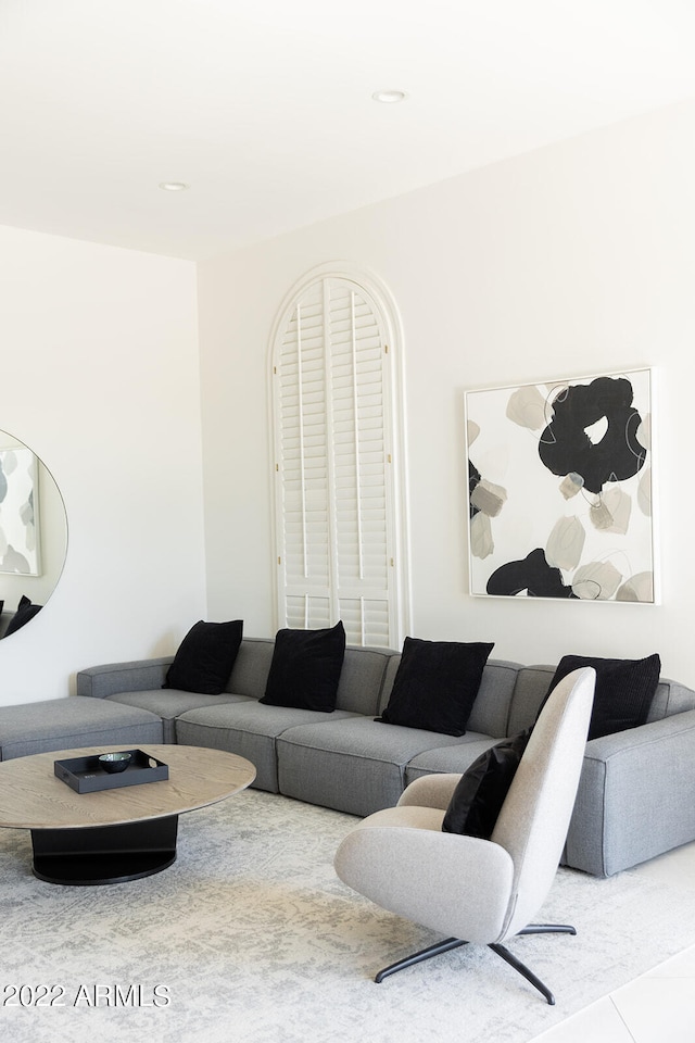 view of tiled living room