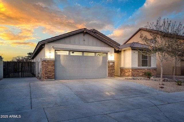 view of front of home with a garage