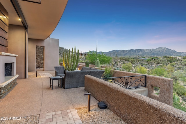 39602 N Charles Blair Macdonald Rd, Scottsdale, AZ 85262 - balcony featuring a fireplace and a mountain view