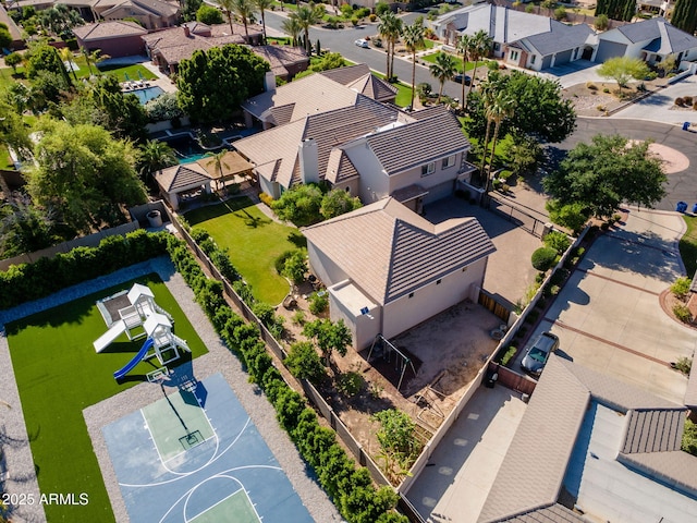 aerial view featuring a residential view
