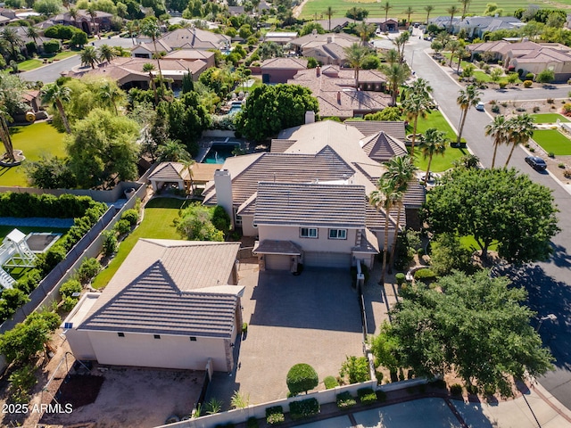 aerial view with a residential view