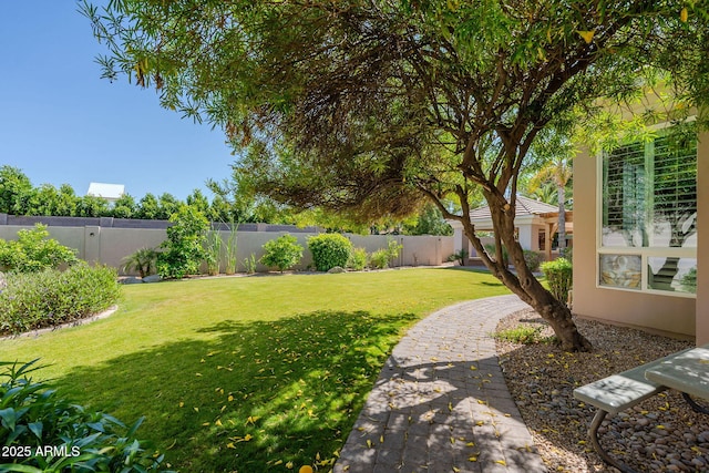 view of yard featuring a fenced backyard