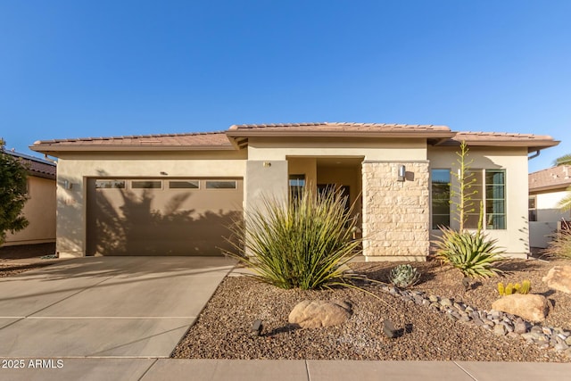 prairie-style house with a garage