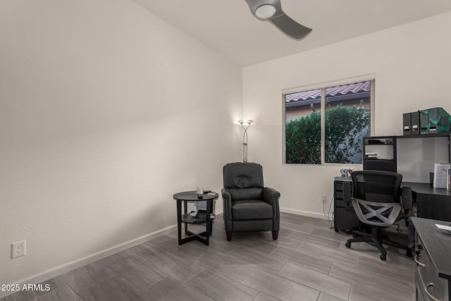 home office featuring ceiling fan