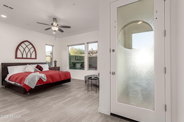 bedroom featuring ceiling fan