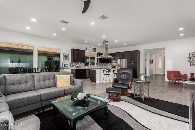 living room featuring light hardwood / wood-style floors