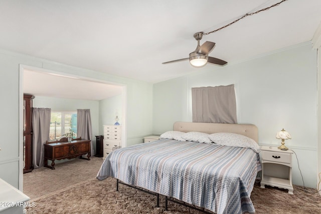13638 S Sage Brush Dr, Mayer, AZ 86333 - bedroom featuring carpet, ornamental molding, and a ceiling fan