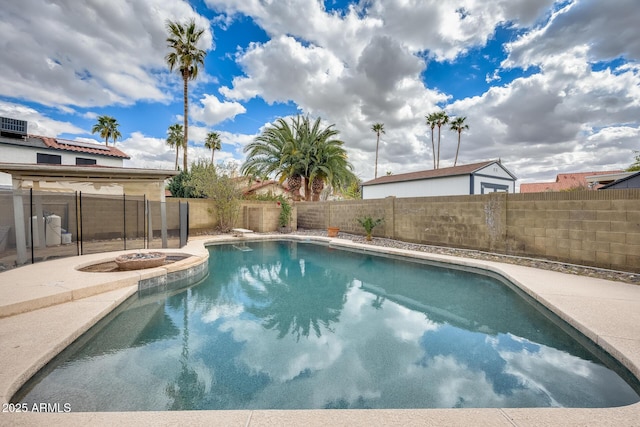 view of swimming pool with a fenced in pool and a fenced backyard