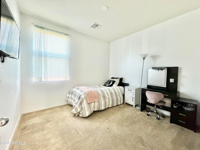 carpeted bedroom with multiple windows