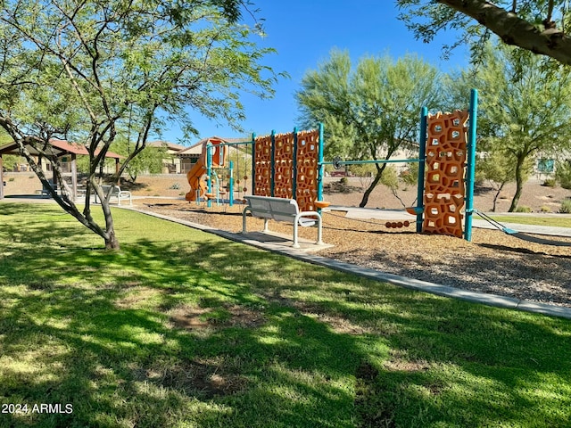 view of play area with a lawn