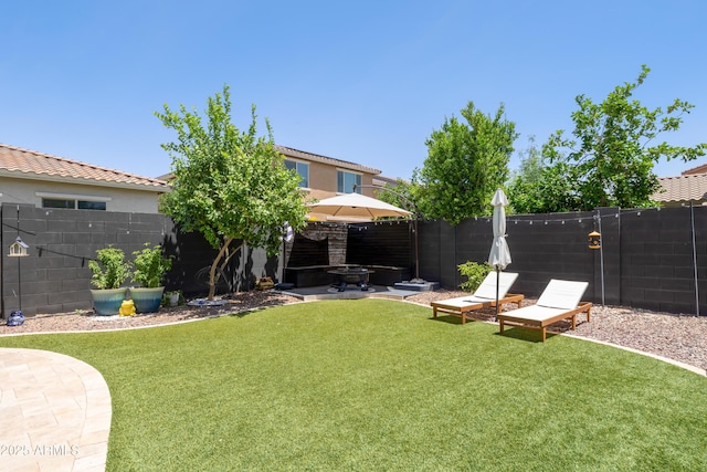 view of yard featuring a patio