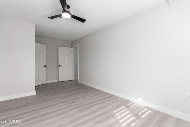 interior space featuring ceiling fan and light hardwood / wood-style flooring